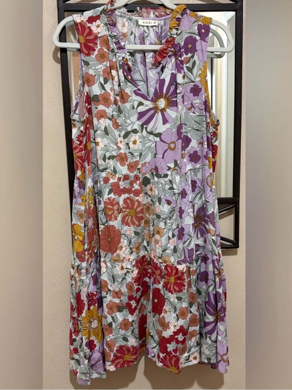 Kori Women’s Floral Tiered Sleeveless Dress Size M